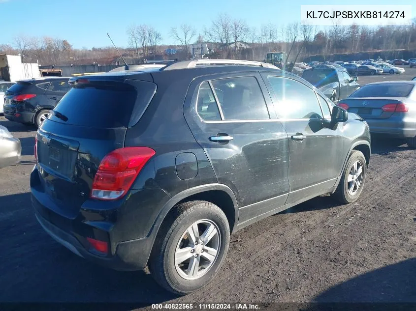 2019 Chevrolet Trax Lt VIN: KL7CJPSBXKB814274 Lot: 40822565