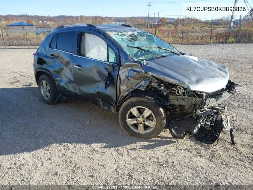 2019 Chevrolet Trax Lt VIN: KL7CJPSB0KB893826 Lot: 40827281