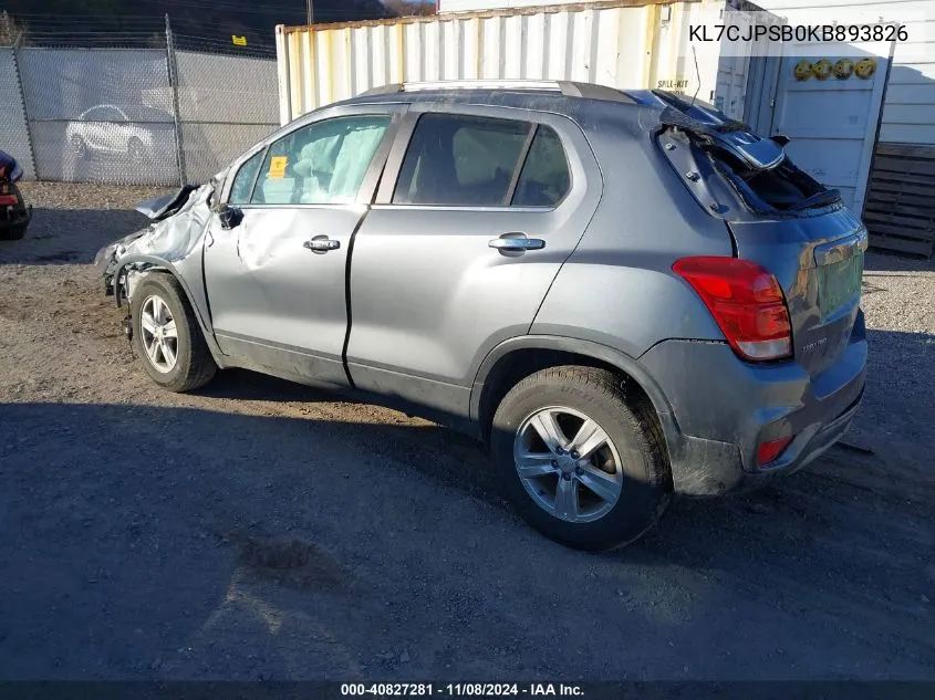 2019 Chevrolet Trax Lt VIN: KL7CJPSB0KB893826 Lot: 40827281