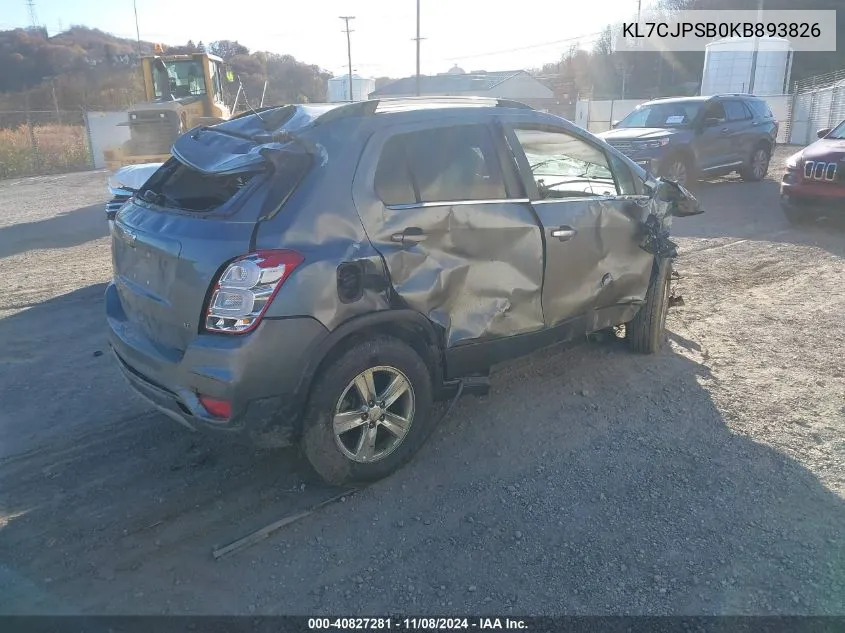 2019 Chevrolet Trax Lt VIN: KL7CJPSB0KB893826 Lot: 40827281