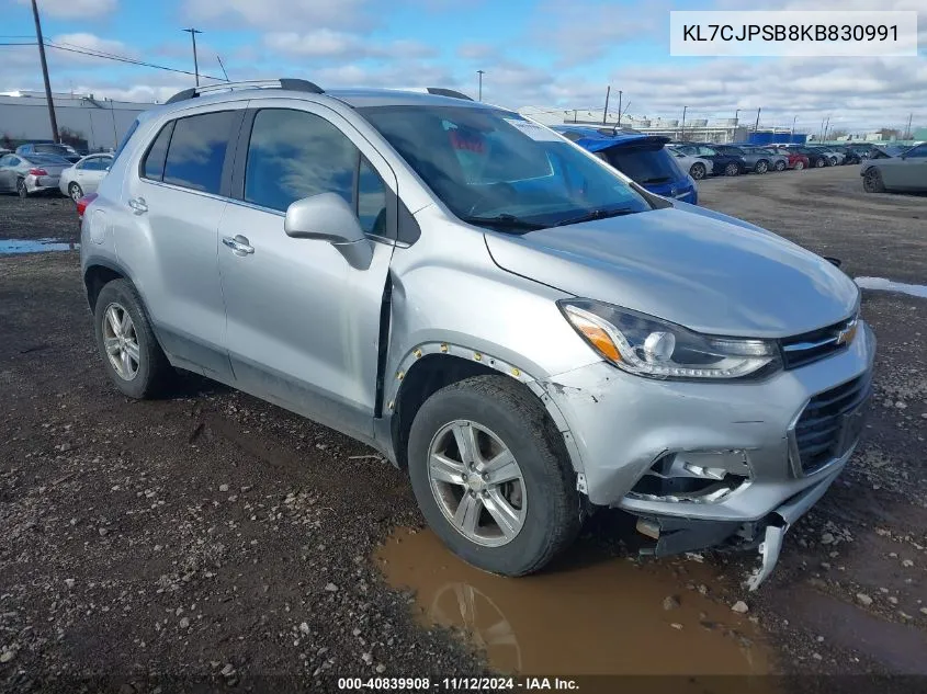 2019 Chevrolet Trax Lt VIN: KL7CJPSB8KB830991 Lot: 40839908