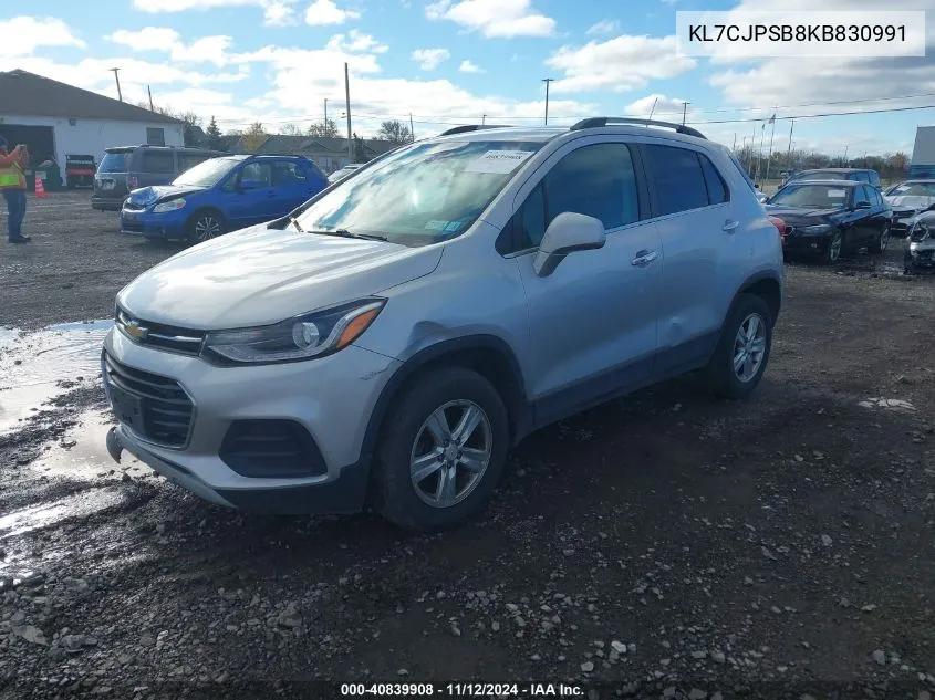 2019 Chevrolet Trax Lt VIN: KL7CJPSB8KB830991 Lot: 40839908