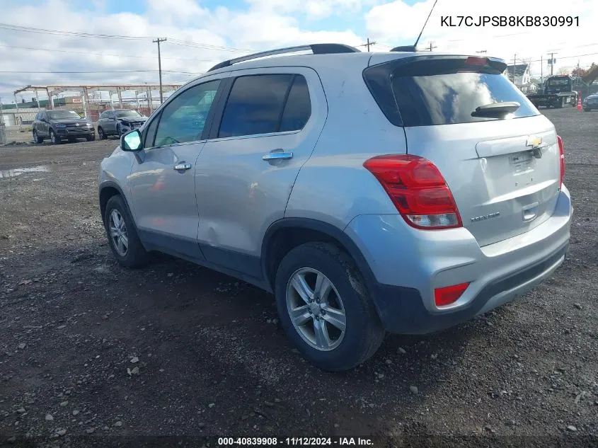 2019 Chevrolet Trax Lt VIN: KL7CJPSB8KB830991 Lot: 40839908