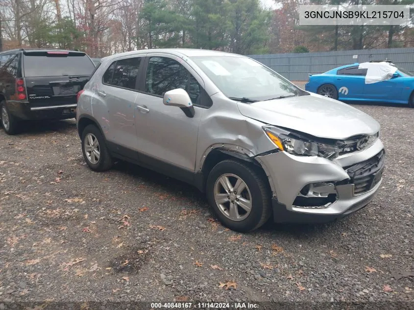 2019 Chevrolet Trax Ls VIN: 3GNCJNSB9KL215704 Lot: 40848167