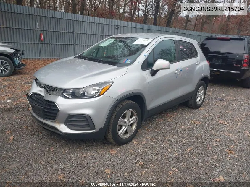 2019 Chevrolet Trax Ls VIN: 3GNCJNSB9KL215704 Lot: 40848167