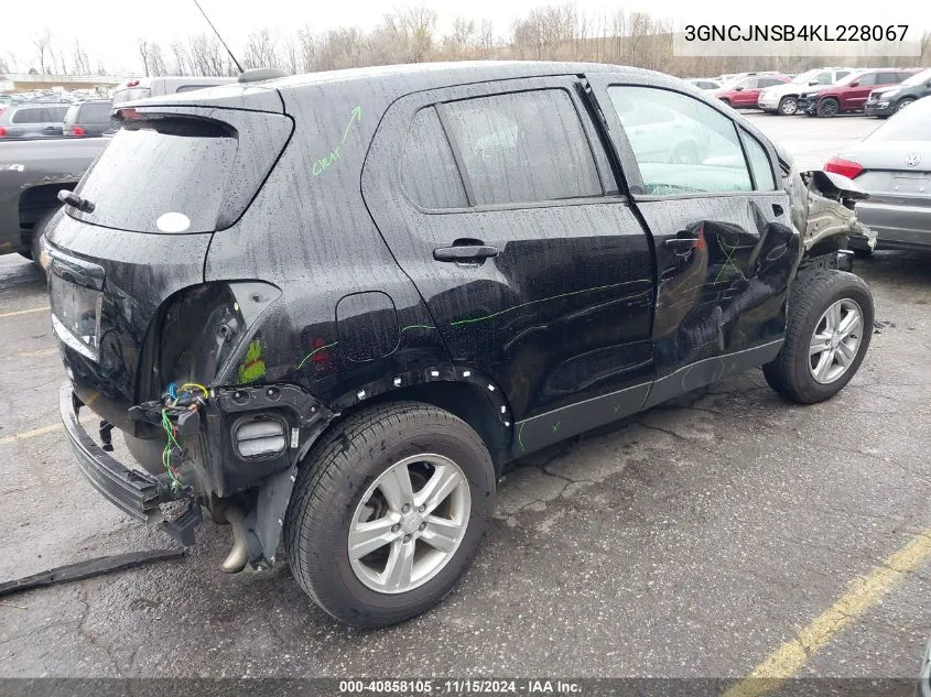 2019 Chevrolet Trax Ls VIN: 3GNCJNSB4KL228067 Lot: 40858105