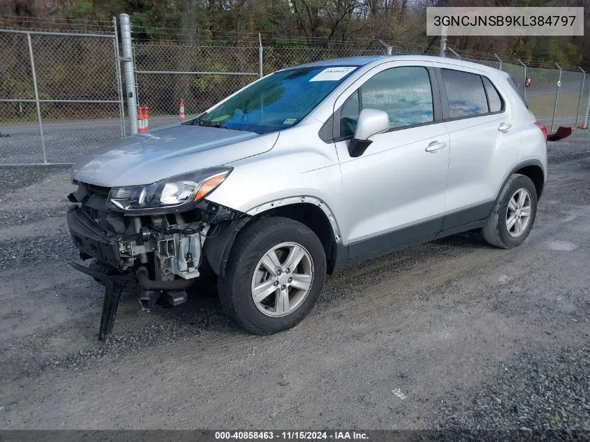 2019 Chevrolet Trax Ls VIN: 3GNCJNSB9KL384797 Lot: 40858463