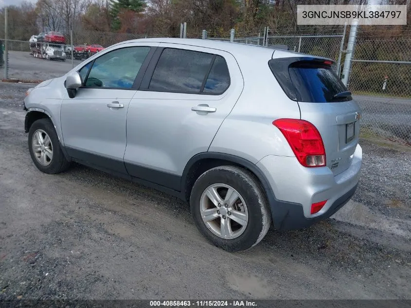 2019 Chevrolet Trax Ls VIN: 3GNCJNSB9KL384797 Lot: 40858463