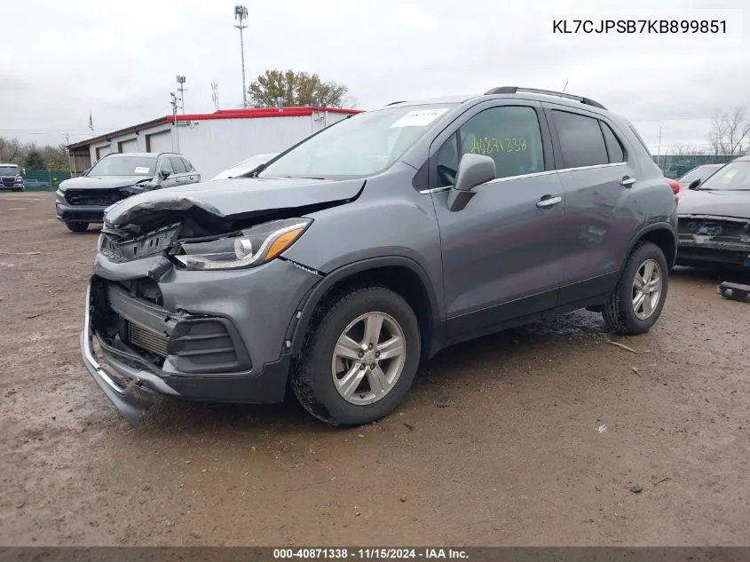 2019 Chevrolet Trax Lt VIN: KL7CJPSB7KB899851 Lot: 40871338