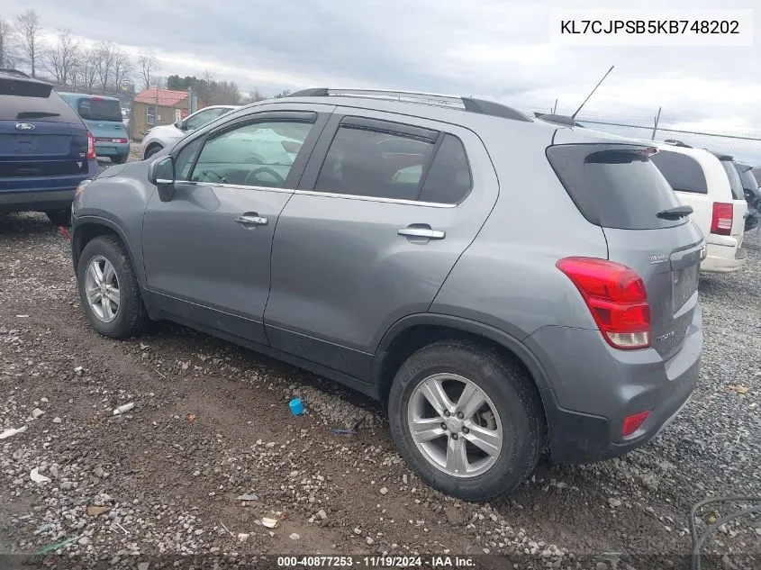 2019 Chevrolet Trax Lt VIN: KL7CJPSB5KB748202 Lot: 40877253