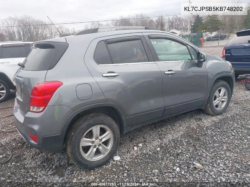 2019 Chevrolet Trax Lt VIN: KL7CJPSB5KB748202 Lot: 40877253