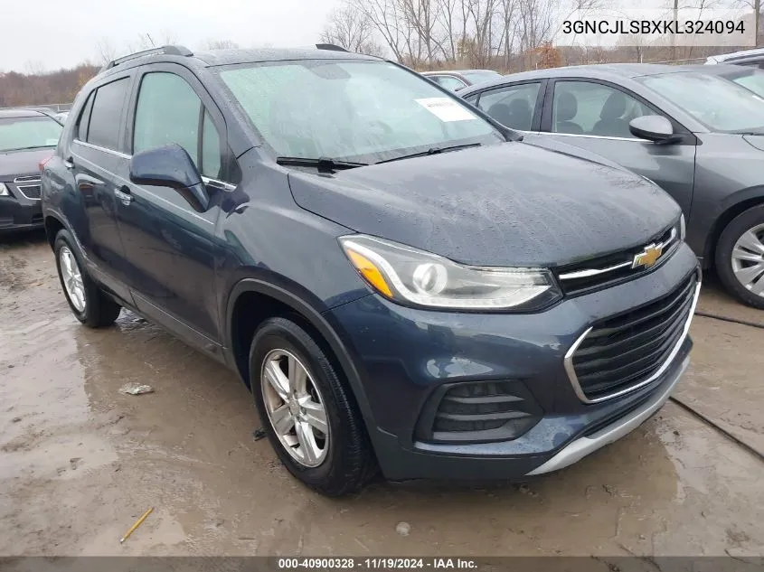 2019 Chevrolet Trax Lt VIN: 3GNCJLSBXKL324094 Lot: 40900328