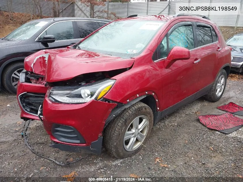 2019 Chevrolet Trax Lt VIN: 3GNCJPSB8KL198549 Lot: 40905418