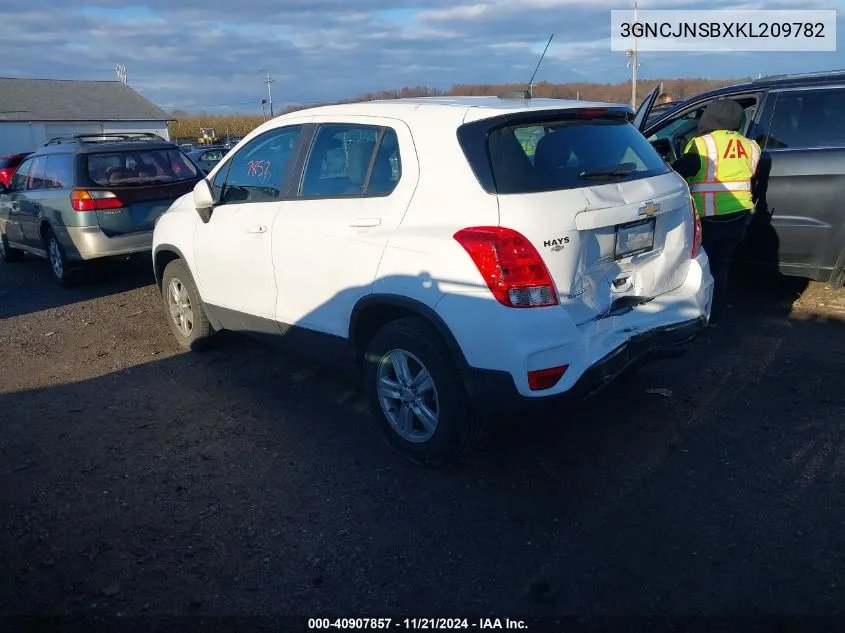 2019 Chevrolet Trax Ls VIN: 3GNCJNSBXKL209782 Lot: 40907857