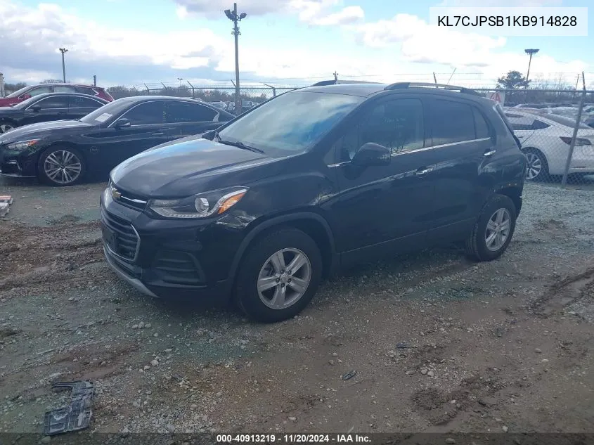 2019 Chevrolet Trax Lt VIN: KL7CJPSB1KB914828 Lot: 40913219