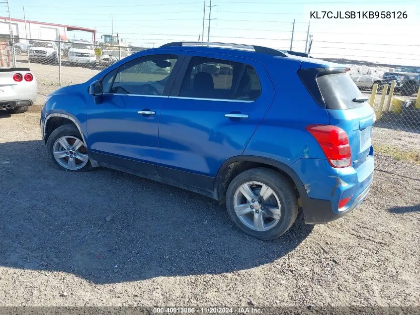 2019 Chevrolet Trax Lt VIN: KL7CJLSB1KB958126 Lot: 40913886