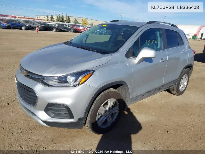 2020 Chevrolet Trax 1Lt VIN: KL7CJPSB1LB336408 Lot: 12111540