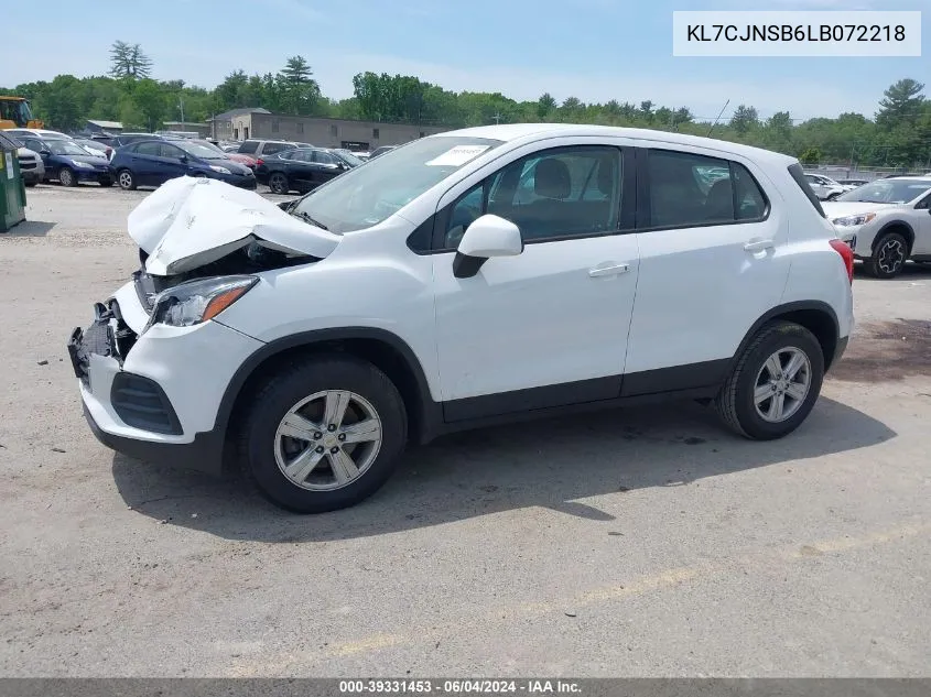 2020 Chevrolet Trax Awd Ls VIN: KL7CJNSB6LB072218 Lot: 39331453