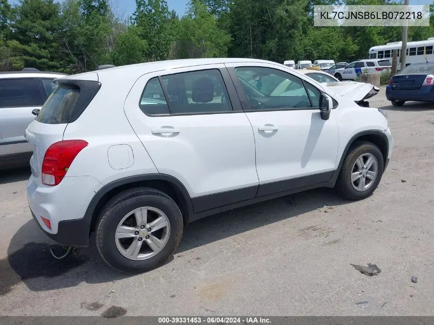 2020 Chevrolet Trax Awd Ls VIN: KL7CJNSB6LB072218 Lot: 39331453