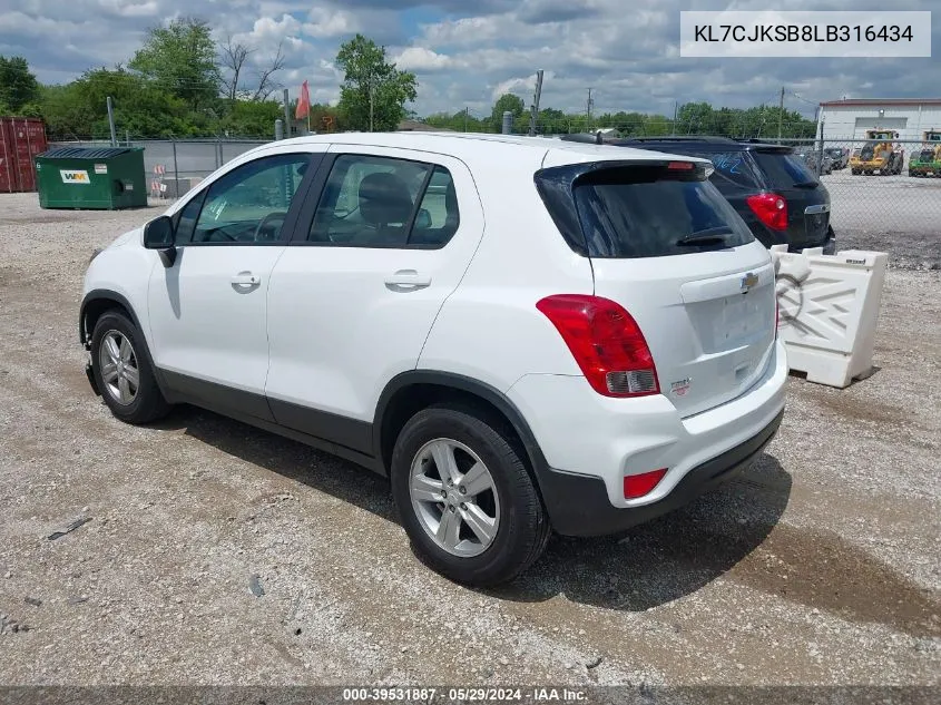 2020 Chevrolet Trax Fwd Ls VIN: KL7CJKSB8LB316434 Lot: 39531887