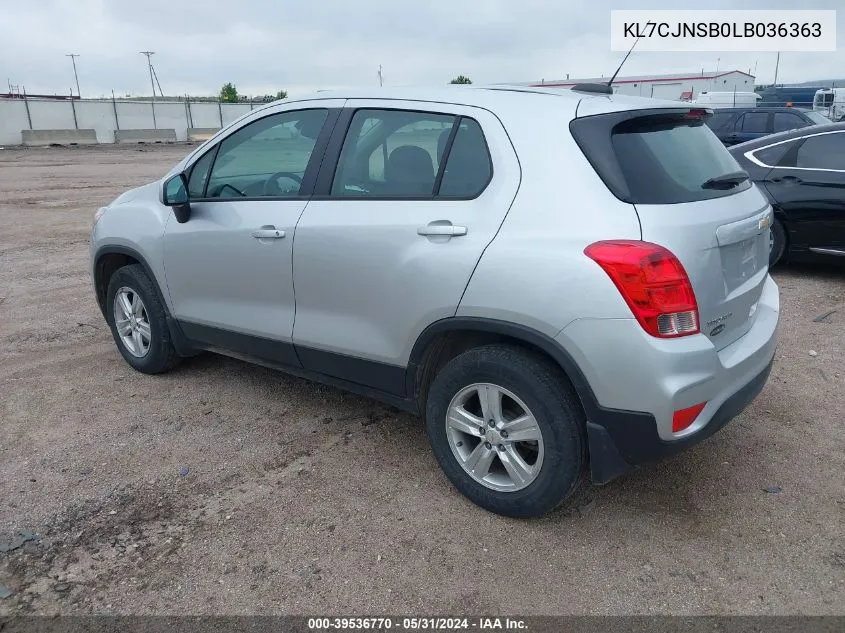 2020 Chevrolet Trax Awd Ls VIN: KL7CJNSB0LB036363 Lot: 39536770