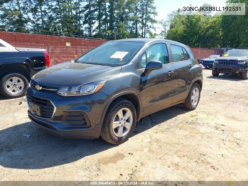 2020 Chevrolet Trax Fwd Ls VIN: 3GNCJKSB8LL192531 Lot: 39640453