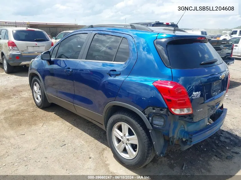 2020 Chevrolet Trax Fwd Lt VIN: 3GNCJLSB5LL204608 Lot: 39660247