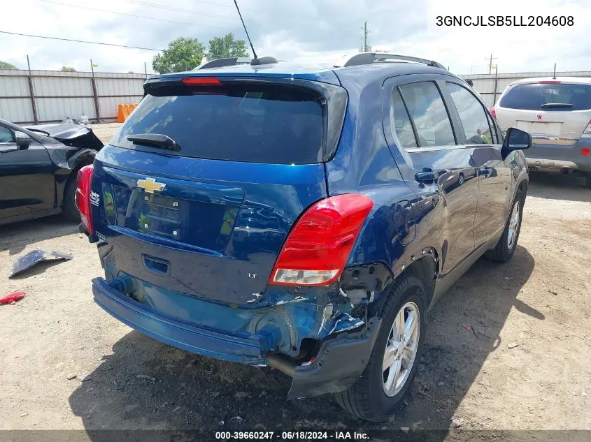 2020 Chevrolet Trax Fwd Lt VIN: 3GNCJLSB5LL204608 Lot: 39660247