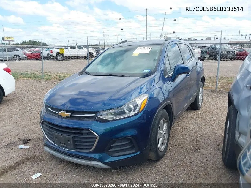 2020 Chevrolet Trax Fwd Lt VIN: KL7CJLSB6LB333514 Lot: 39673260