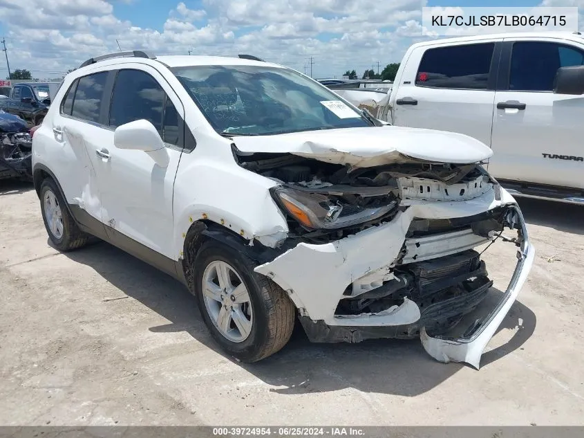 2020 Chevrolet Trax Fwd Lt VIN: KL7CJLSB7LB064715 Lot: 39724954