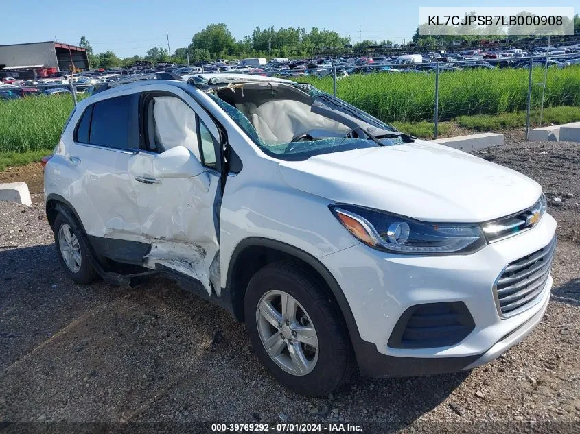 2020 Chevrolet Trax Awd Lt VIN: KL7CJPSB7LB000908 Lot: 39769292