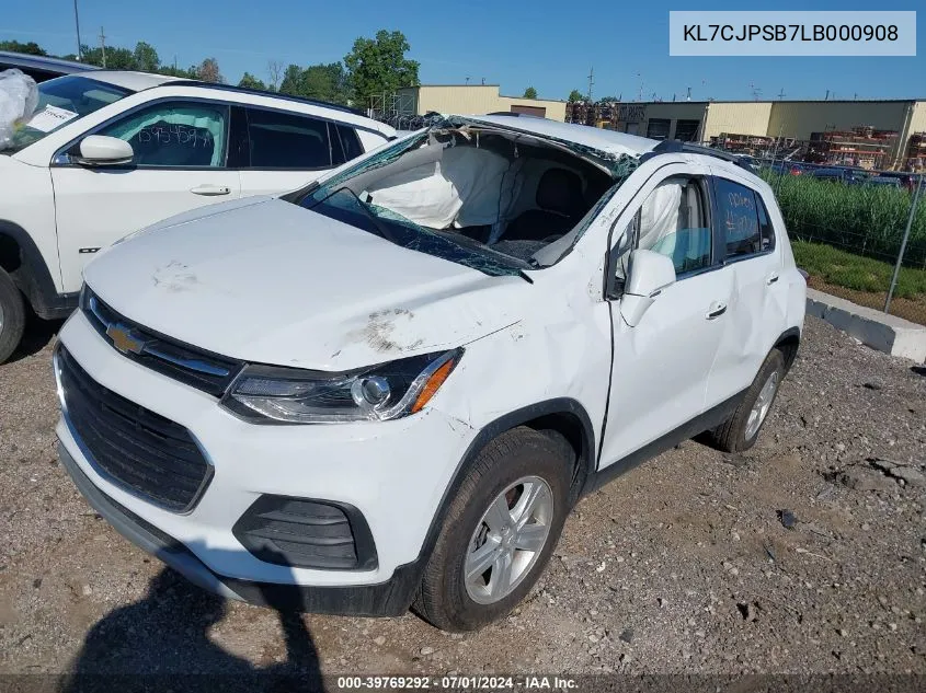 2020 Chevrolet Trax Awd Lt VIN: KL7CJPSB7LB000908 Lot: 39769292