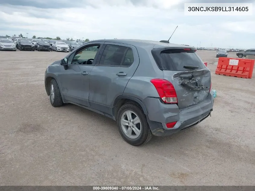 2020 Chevrolet Trax Fwd Ls VIN: 3GNCJKSB9LL314605 Lot: 39809340