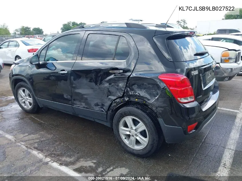 2020 Chevrolet Trax Fwd Lt VIN: KL7CJLSB9LB027522 Lot: 39821516