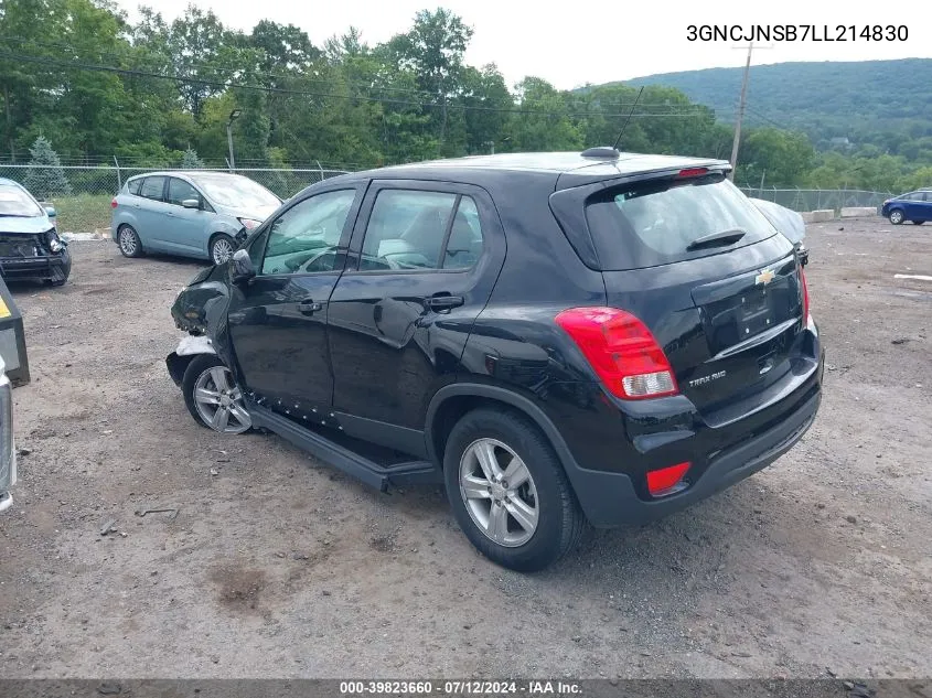 2020 Chevrolet Trax Awd Ls VIN: 3GNCJNSB7LL214830 Lot: 39823660