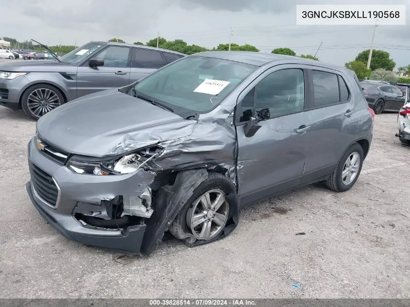 2020 Chevrolet Trax Fwd Ls VIN: 3GNCJKSBXLL190568 Lot: 39828514