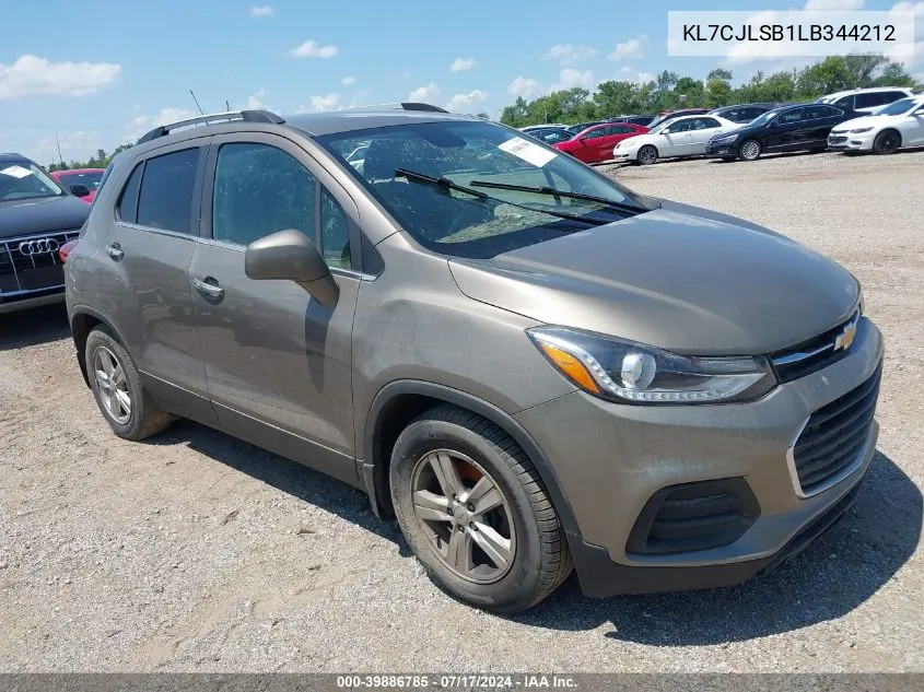 2020 Chevrolet Trax Fwd Lt VIN: KL7CJLSB1LB344212 Lot: 39886785