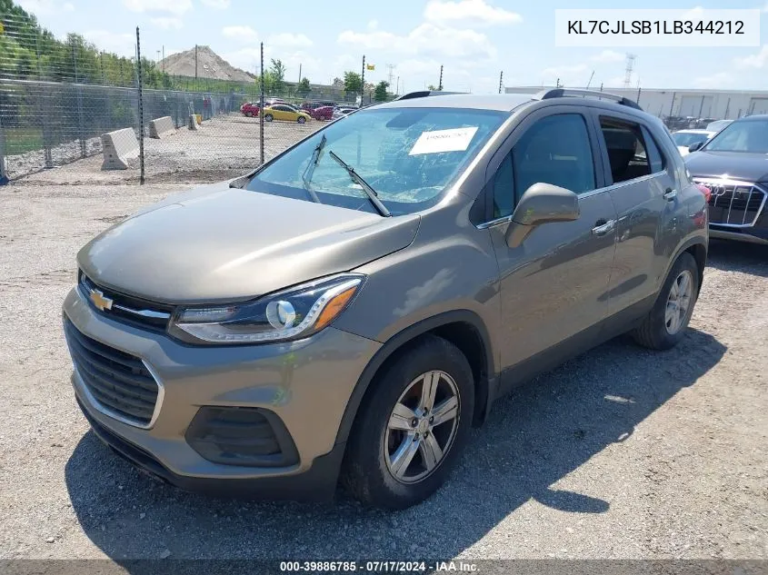 2020 Chevrolet Trax Fwd Lt VIN: KL7CJLSB1LB344212 Lot: 39886785