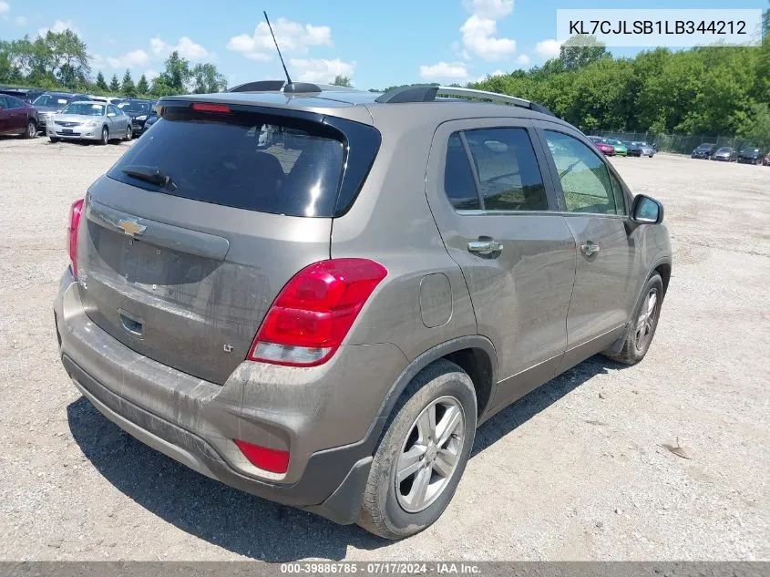 2020 Chevrolet Trax Fwd Lt VIN: KL7CJLSB1LB344212 Lot: 39886785