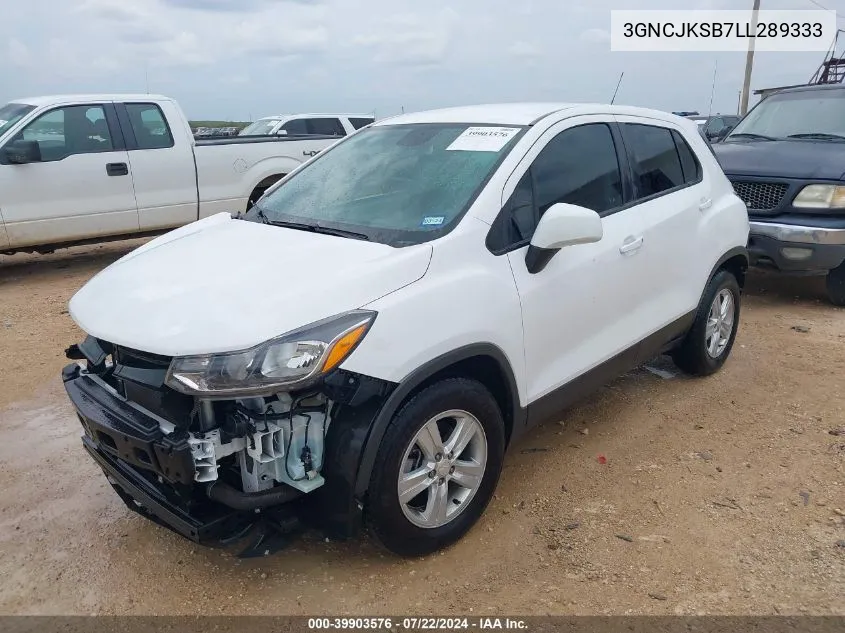 2020 Chevrolet Trax Fwd Ls VIN: 3GNCJKSB7LL289333 Lot: 39903576