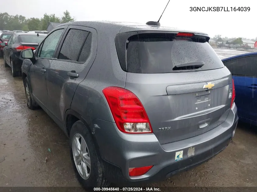 2020 Chevrolet Trax Fwd Ls VIN: 3GNCJKSB7LL164039 Lot: 39945640