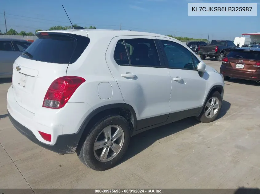 2020 Chevrolet Trax Fwd Ls VIN: KL7CJKSB6LB325987 Lot: 39975693