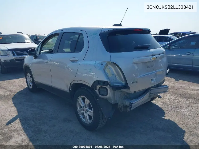 2020 Chevrolet Trax Fwd Ls VIN: 3GNCJKSB2LL308421 Lot: 39975891