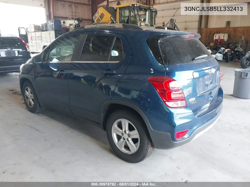 2020 Chevrolet Trax Fwd Lt VIN: 3GNCJLSB5LL332413 Lot: 39978792