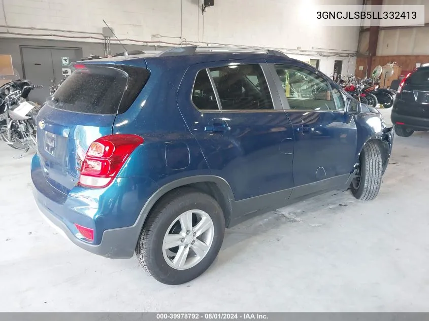 2020 Chevrolet Trax Fwd Lt VIN: 3GNCJLSB5LL332413 Lot: 39978792