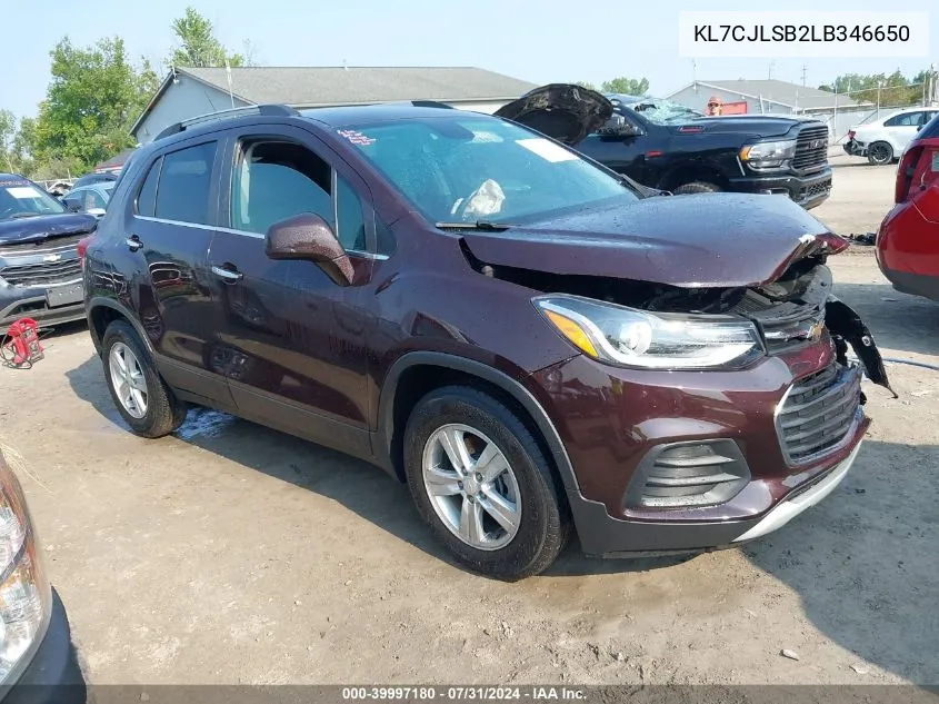 2020 Chevrolet Trax Fwd Lt VIN: KL7CJLSB2LB346650 Lot: 39997180