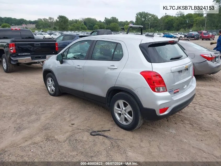 2020 Chevrolet Trax Fwd Ls VIN: KL7CJKSB7LB324153 Lot: 40003623