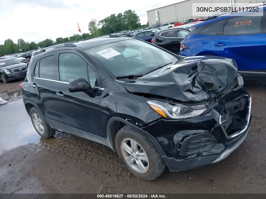 2020 Chevrolet Trax Awd Lt VIN: 3GNCJPSB7LL117252 Lot: 40019627