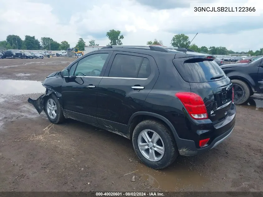 2020 Chevrolet Trax Fwd Lt VIN: 3GNCJLSB2LL122366 Lot: 40020601