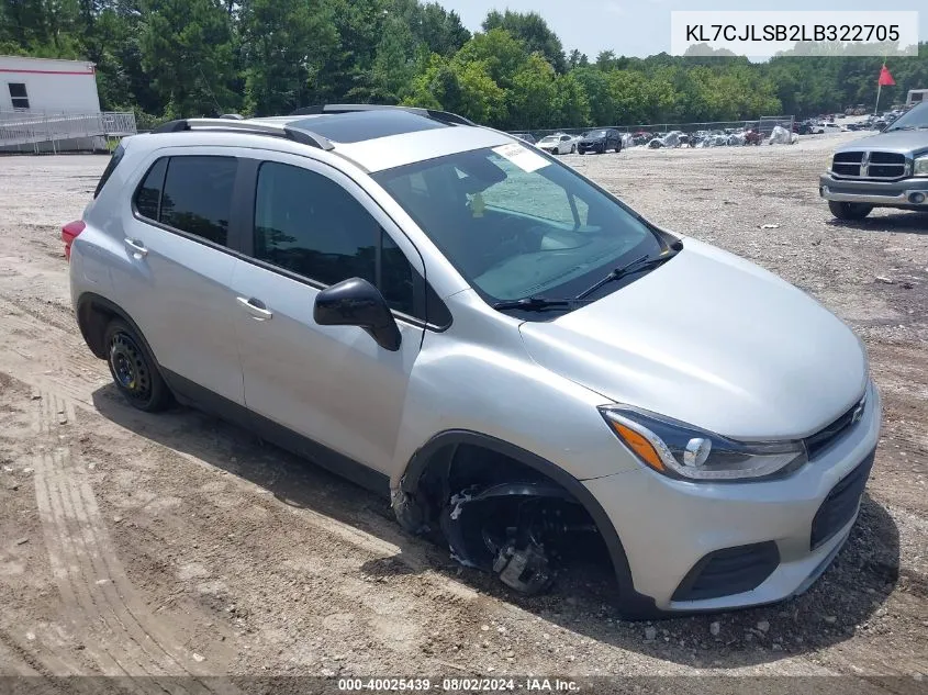 2020 Chevrolet Trax Fwd Lt VIN: KL7CJLSB2LB322705 Lot: 40025439